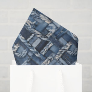 Papier Mousseline Poche Et Tresses En Denim Distressé Sombre