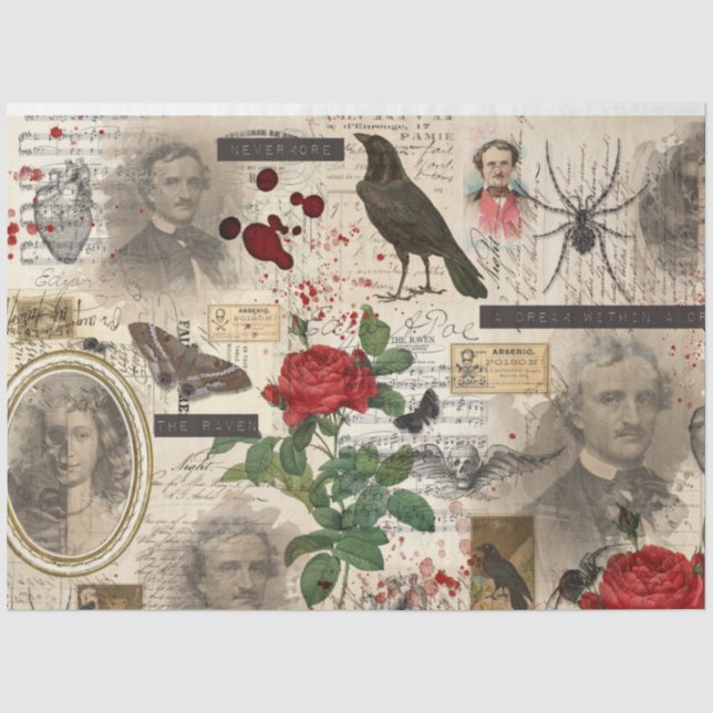 Papier Mousseline Poe gothique Halloween Death & Ephemera Tissu Papi (Recto)