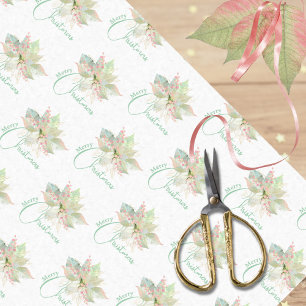 Papier Mousseline Poinsettia Pink Gold Sage Pastel Joyeux Noël