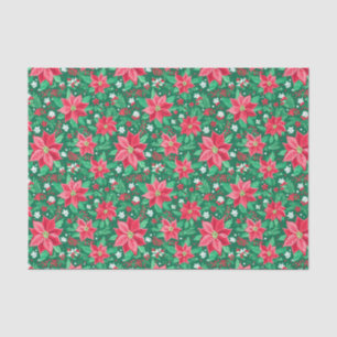 Papier Mousseline Poinsettias de Noël Rouge et Vert