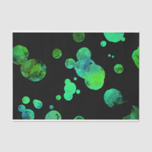 Papier Mousseline Point de polka au néon/bulles verts et noirs