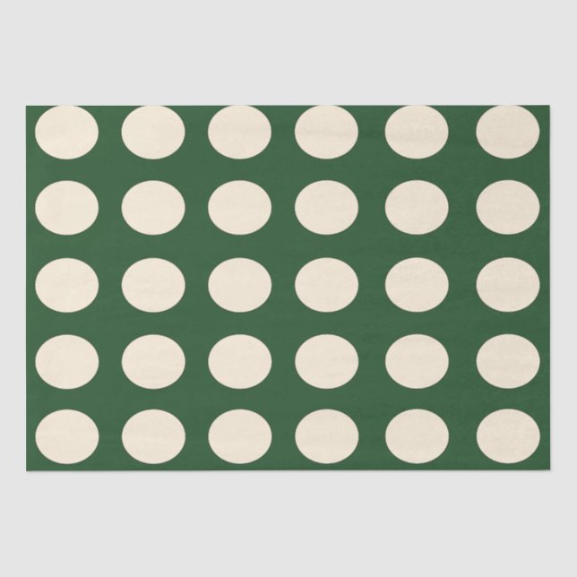Papier Mousseline Point de Polka d'ivoire vert (Recto)
