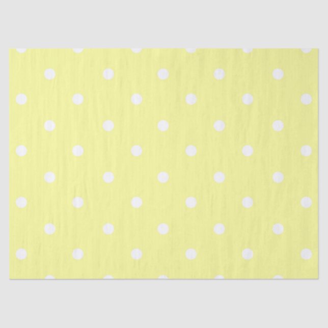 Papier Mousseline Point Polka jaune blanc (Recto)