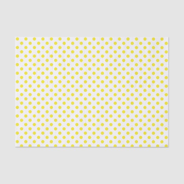Papier Mousseline Point Polka jaune sur le papier blanc (Recto)