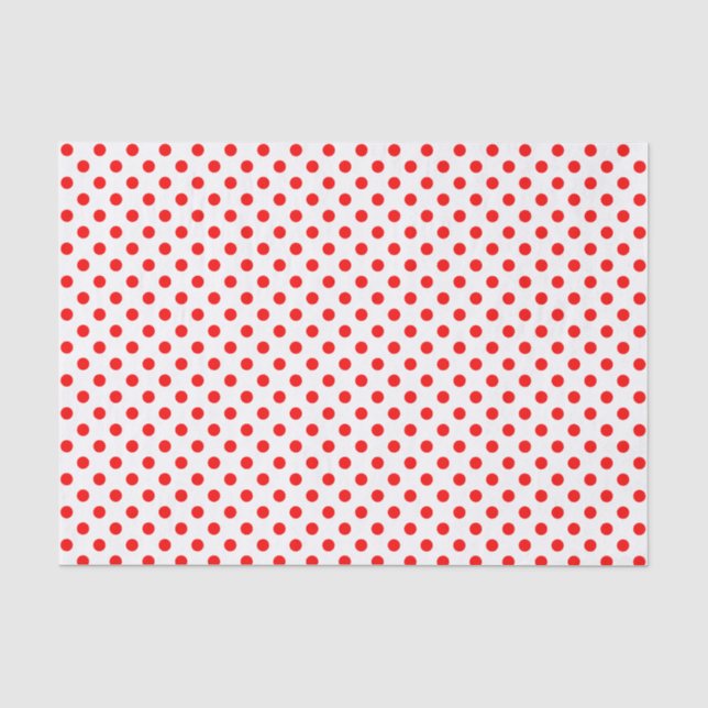 Papier Mousseline Point Polka rouge sur le papier blanc (Recto)