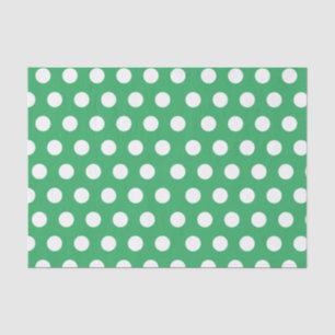 Papier Mousseline Pointe blanche et verte moyenne Polka