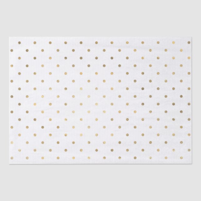 Papier Mousseline Pointe Polka blanc et Parties scintillant or (Recto)