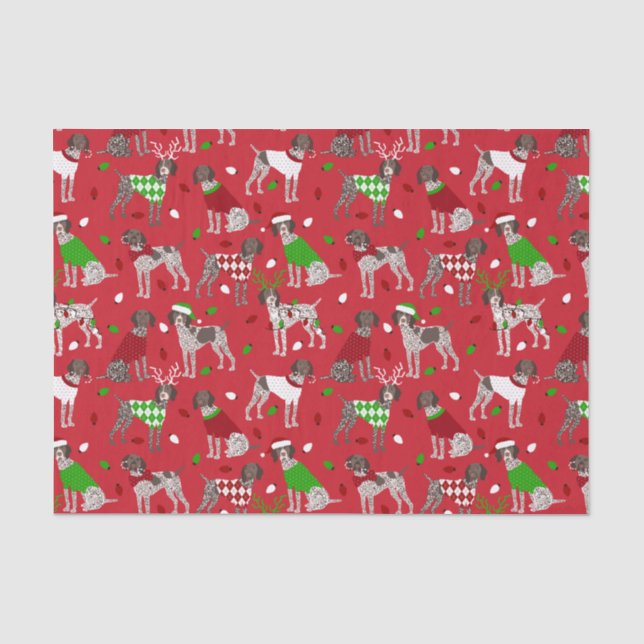 Papier Mousseline Pointeur court allemand de Noël (Recto)