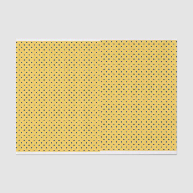 Papier Mousseline Points Bleus de la Marine Jaune (Recto)