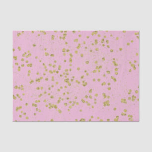Papier Mousseline Points Confetti Glitzy Or Clair Rose