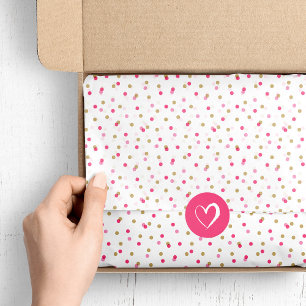 Papier Mousseline Points Confetti rose et or