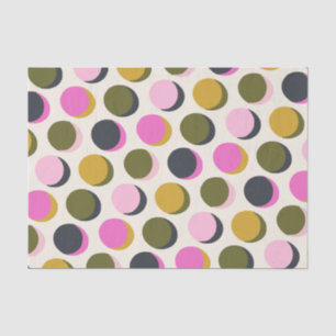 Papier Mousseline Points géométriques rétro colorés Motif rose vert