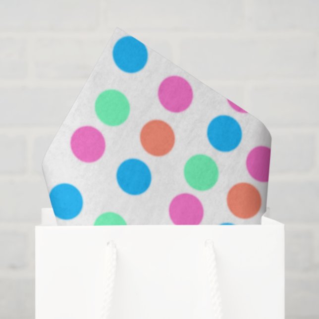 Papier Mousseline Points Pastel Printemps (Sac cadeau)
