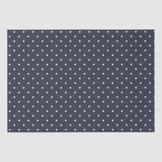 Papier Mousseline Pois blancs de la Marine (Recto)
