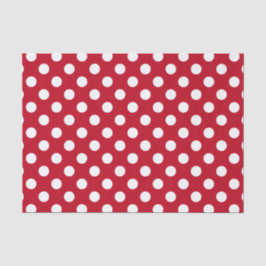 Papier Mousseline pois blancs en rouge