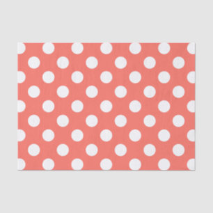 Papier Mousseline Pois blancs sur corail vivant