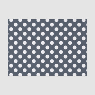 Papier Mousseline Pois blancs sur gris bleu