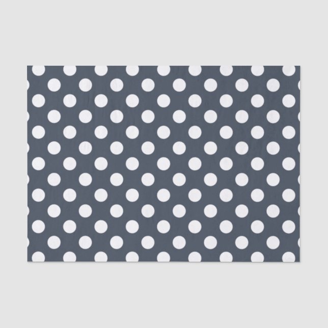 Papier Mousseline Pois blancs sur gris bleu (Recto)