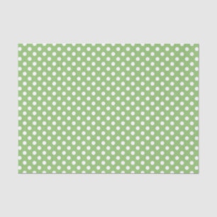 Papier Mousseline Pois blancs sur Pistachio Green