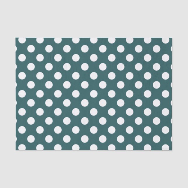 Papier Mousseline Pois blancs sur turquoise (Recto)