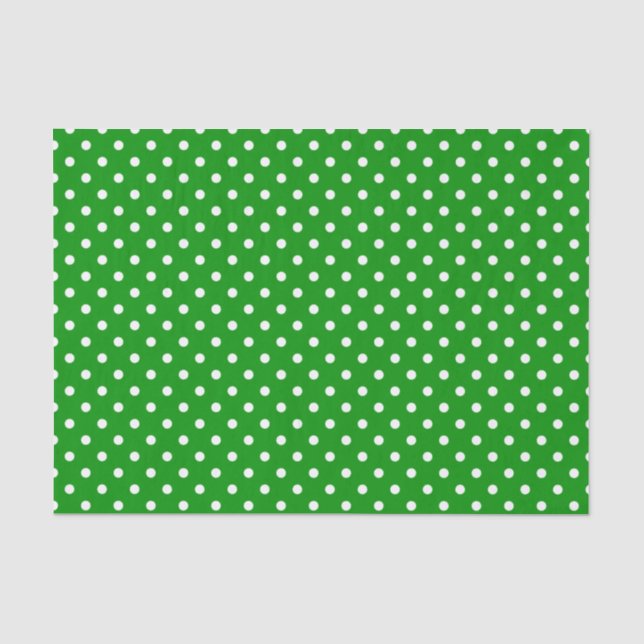 Papier Mousseline Pois blancs sur vert (Recto)