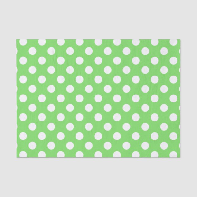 Papier Mousseline Pois blancs sur vert pomme (Recto)