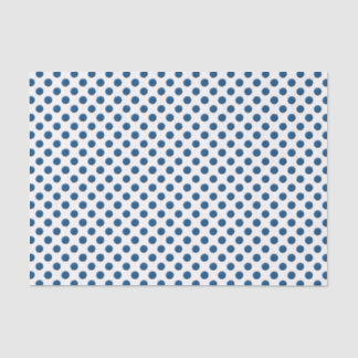 Papier Mousseline Pois bleu classique sur le blanc