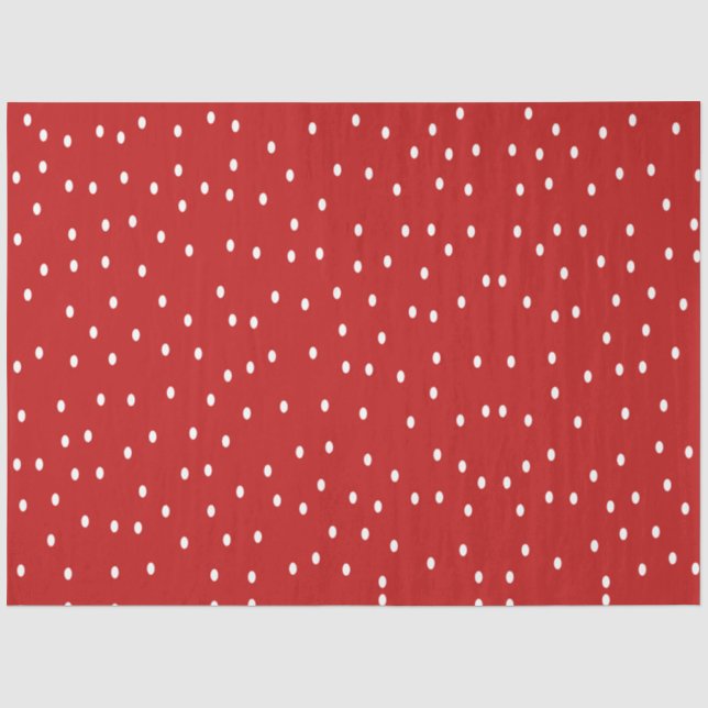 Papier Mousseline Pois classique rouge et blanc (Recto)