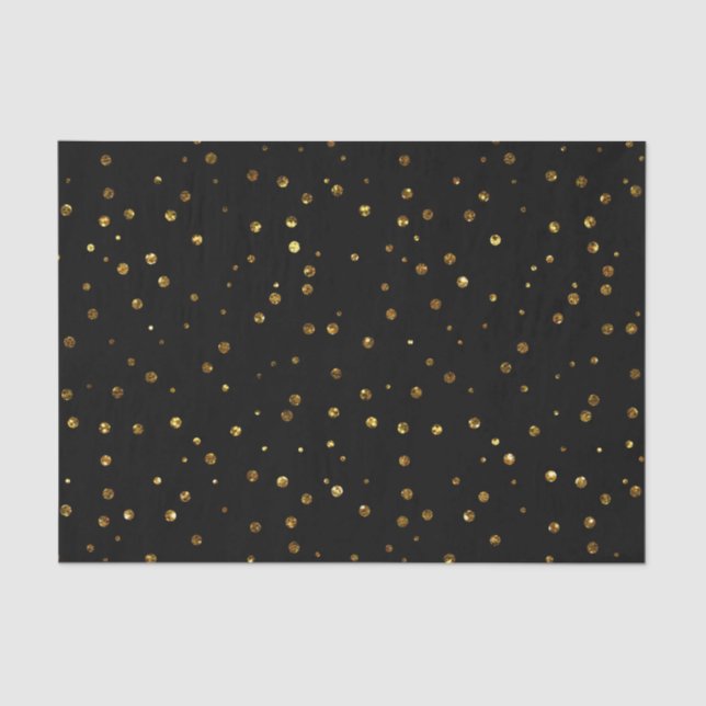 Papier Mousseline Pois Confetti en or noir Élégant (Recto)