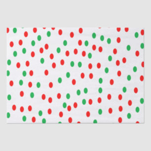 Papier Mousseline Pois de Noël vert et rouge