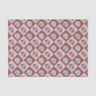 Papier Mousseline Pois d'éléphants roses et Brown