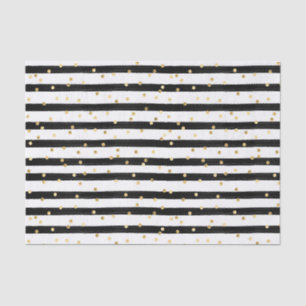 Papier Mousseline Pois d'or Black White Stripes