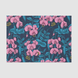 Papier Mousseline Pois doux et bourdons, rose et bleu