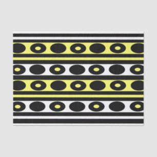 Papier Mousseline Pois et rayures noirs, jaunes et blancs