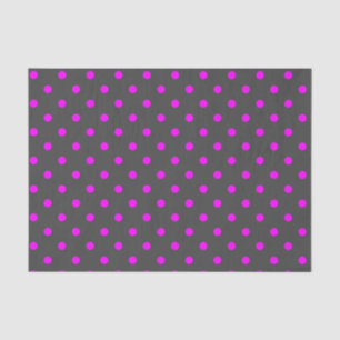 Papier Mousseline Pois gris et rose moyen