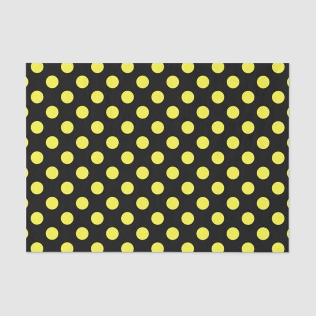 Papier Mousseline pois jaunes sur fond noir (Recto)