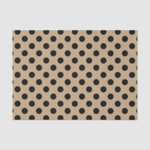 Papier Mousseline Pois noir sur le beige
