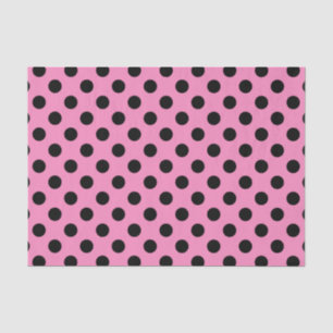 Papier Mousseline Pois noir sur le rose