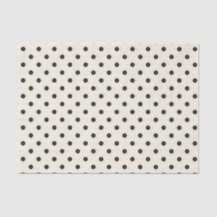 Papier Mousseline Pois noirs sur blanc antique