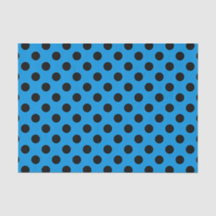 Papier Mousseline Pois noirs sur bleu ciel