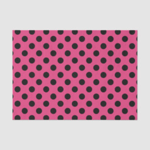 Papier Mousseline Pois noirs sur fuchsia