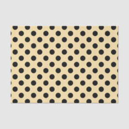 Papier Mousseline Pois noirs sur jaune pâle