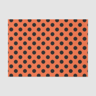 Papier Mousseline Pois noirs sur orange