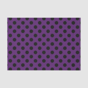 Papier Mousseline Pois noirs sur prune violette
