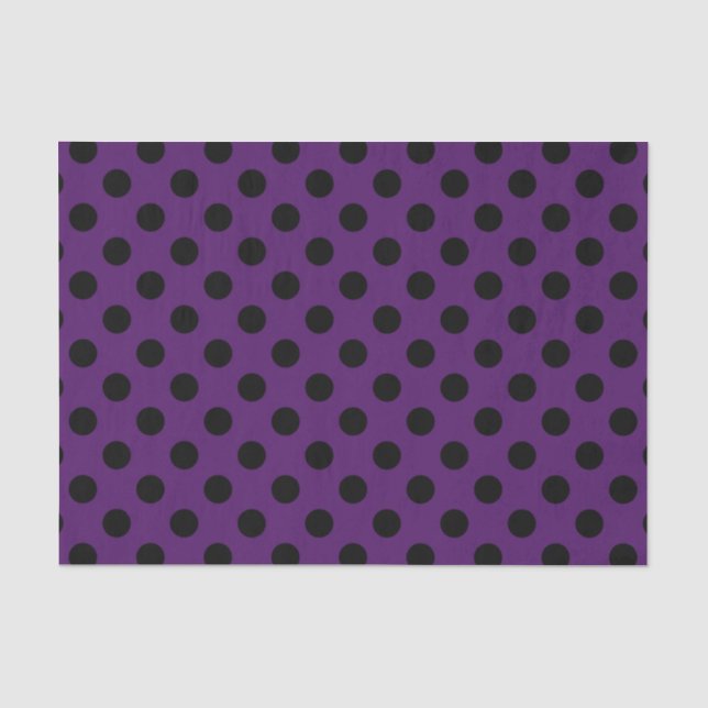 Papier Mousseline Pois noirs sur prune violette (Recto)