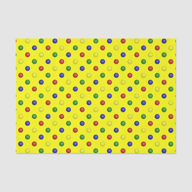 Papier Mousseline Pois primaires, PAPIER WRAP TISSU Jaune (Recto)