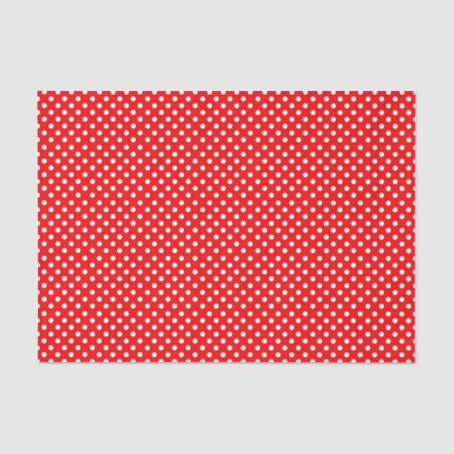 Papier Mousseline Pois rétro rouge et blanc (Recto)