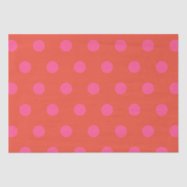 Papier Mousseline Pois rose et rouge orange monogrammé (Recto)