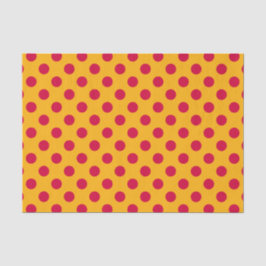 Papier Mousseline Pois rouges sur jaune