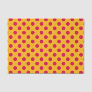 Papier Mousseline Pois rouges sur jaune